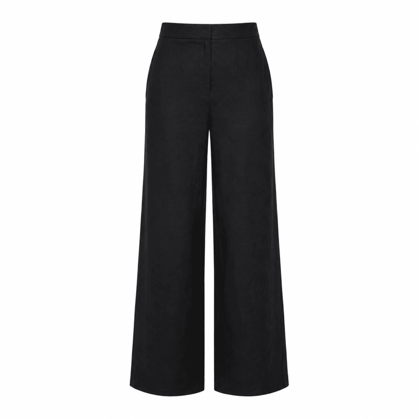 Azaleaora High Waist Linen Pants - Black
