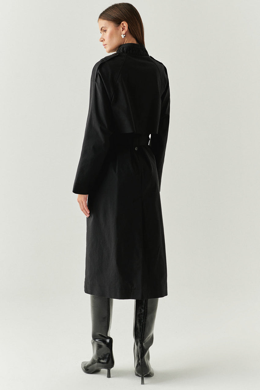 Angie Black High Neck Belted Trench Coat