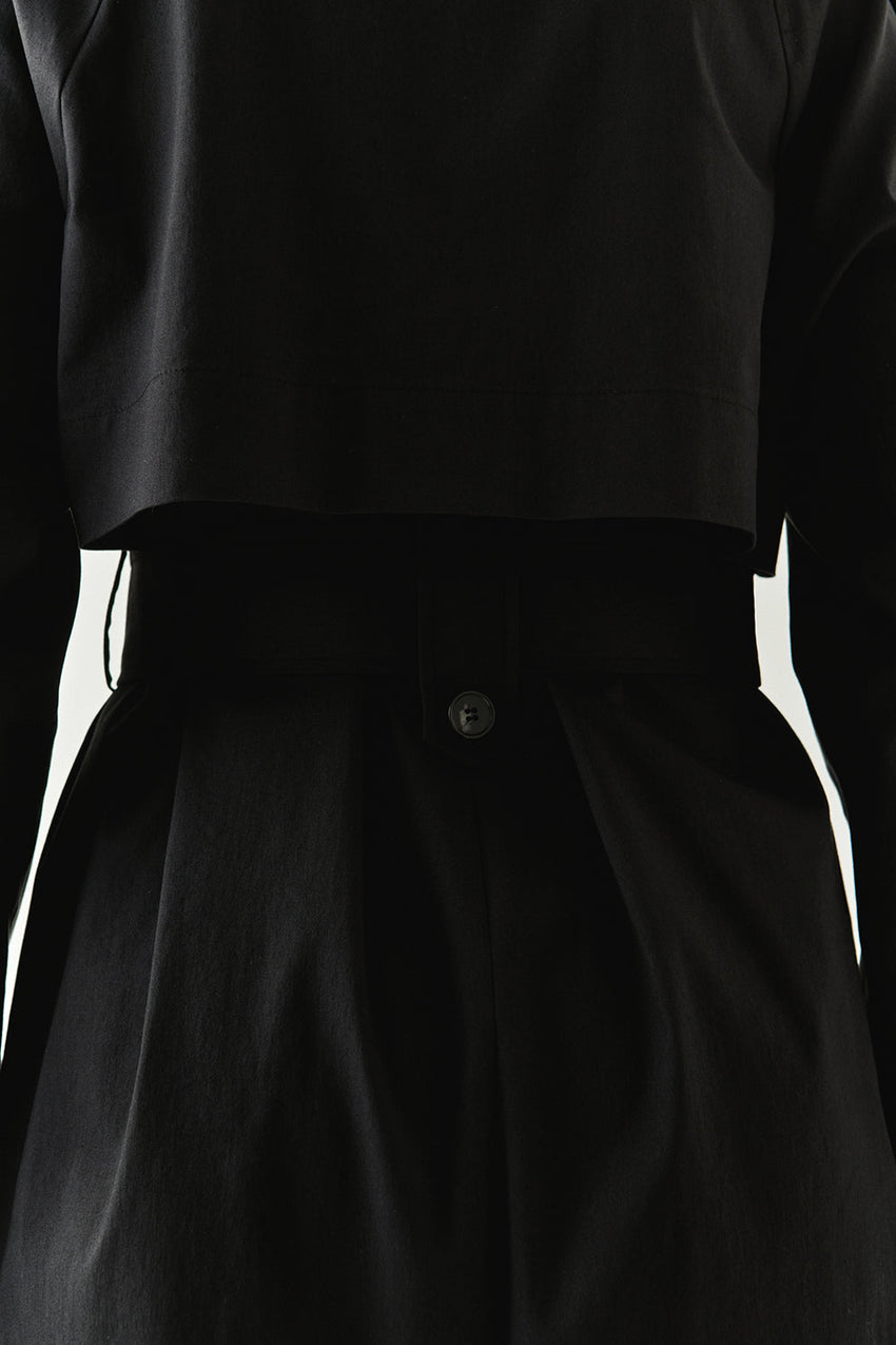 Angie Black High Neck Belted Trench Coat