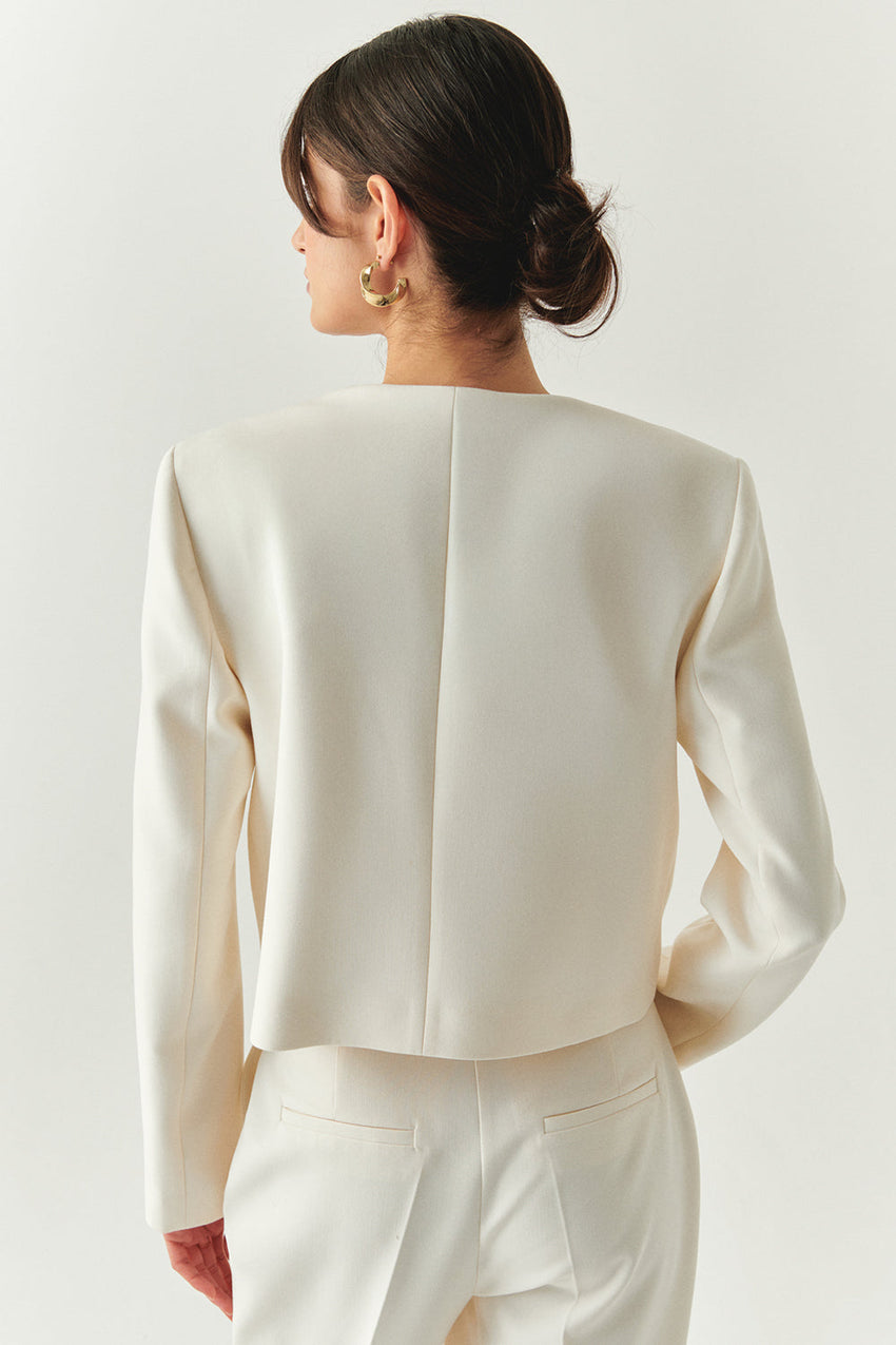 Marceline Tailored Crew Neck Jacket with Pockets