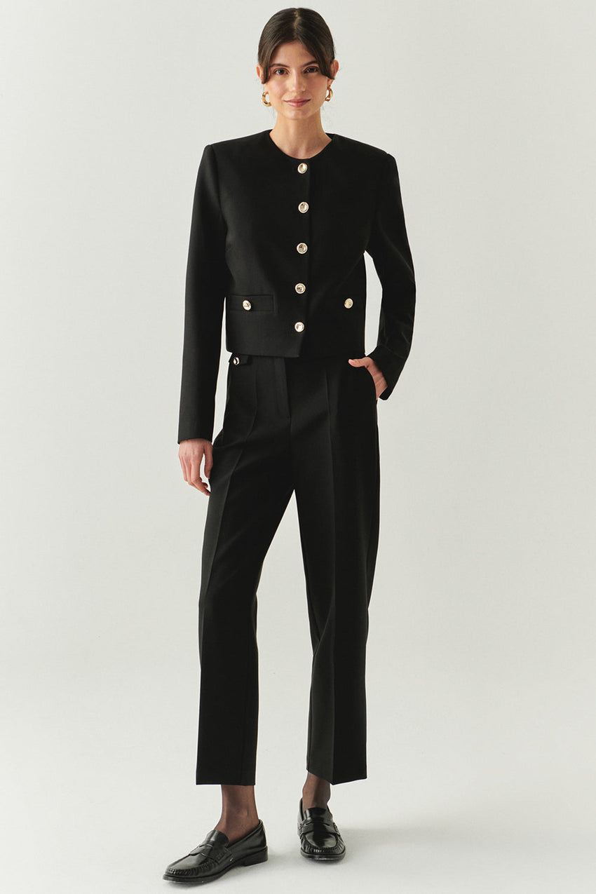Marceline Tailored Crew Neck Jacket with Pockets