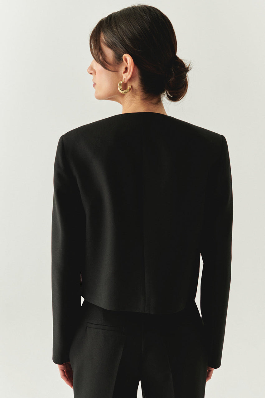 Marceline Tailored Crew Neck Jacket with Pockets
