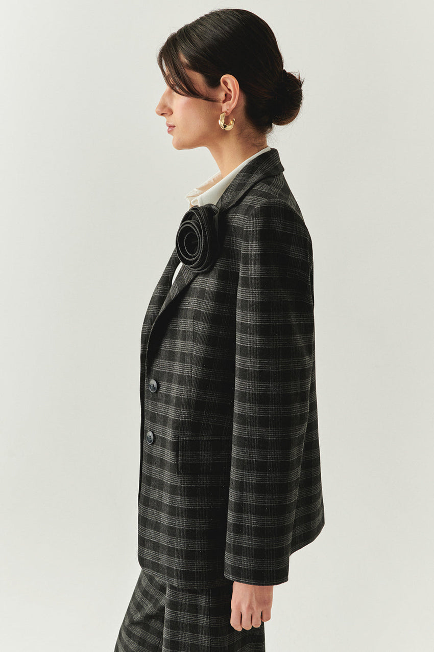 Amiri Anthracite Plaid Collar Jacket with Pockets