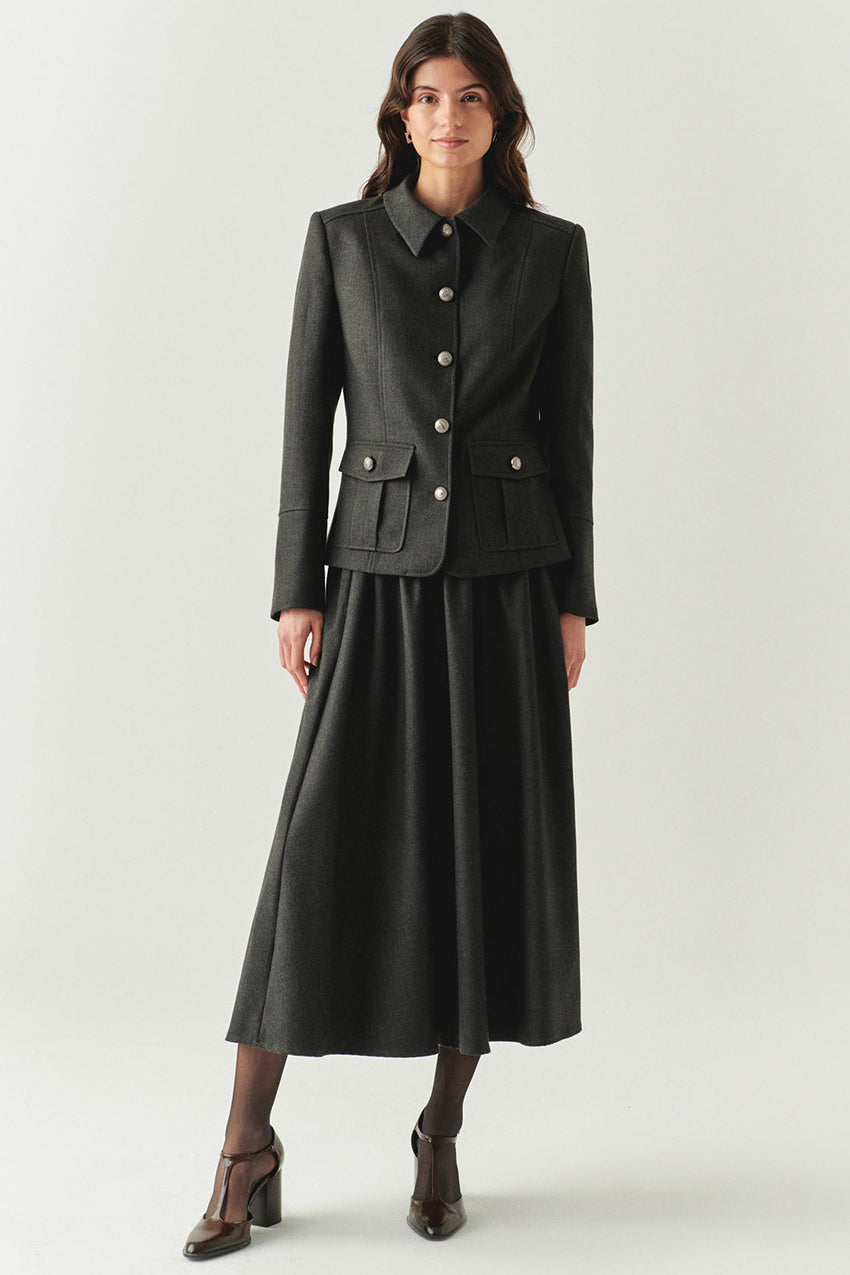 Aubrie Structured Shirt Collar Jacket with Pockets