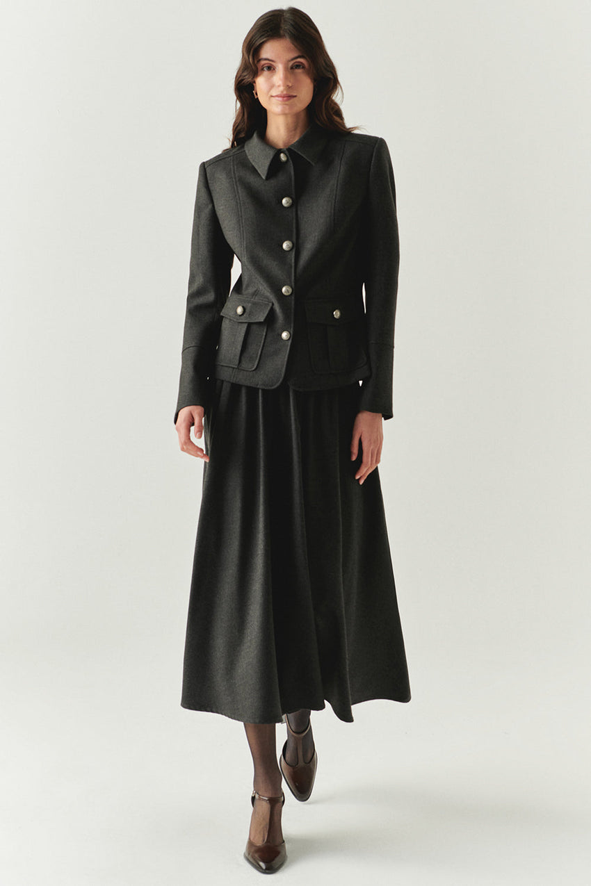 Aubrie Structured Shirt Collar Jacket with Pockets