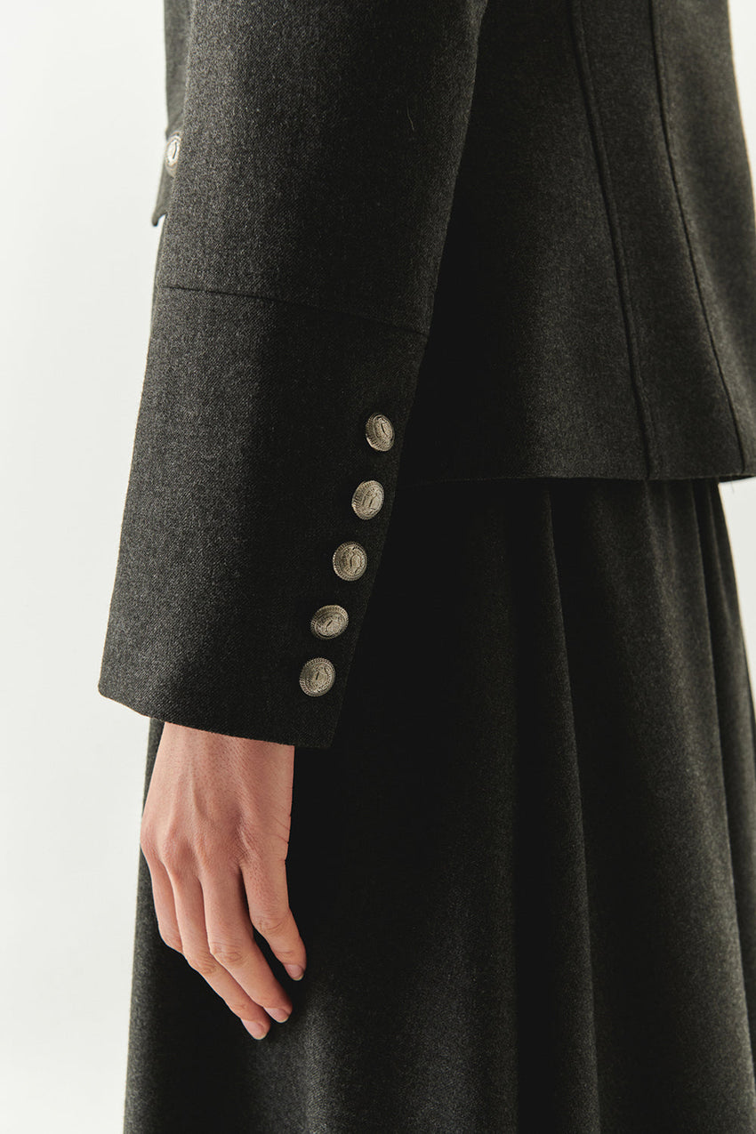 Aubrie Structured Shirt Collar Jacket with Pockets
