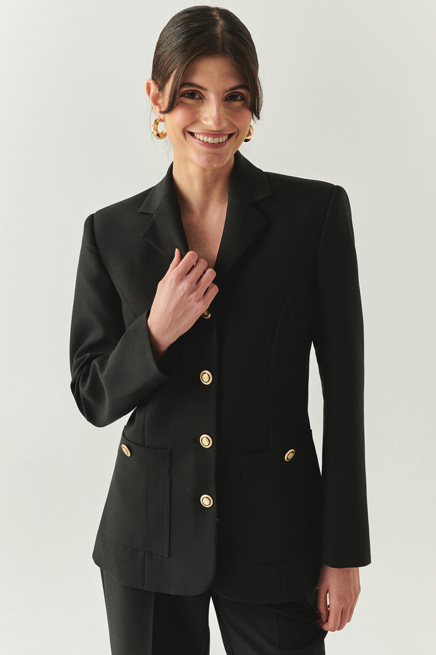 Veda Tailored Jacket with Shirt Collar & Pockets