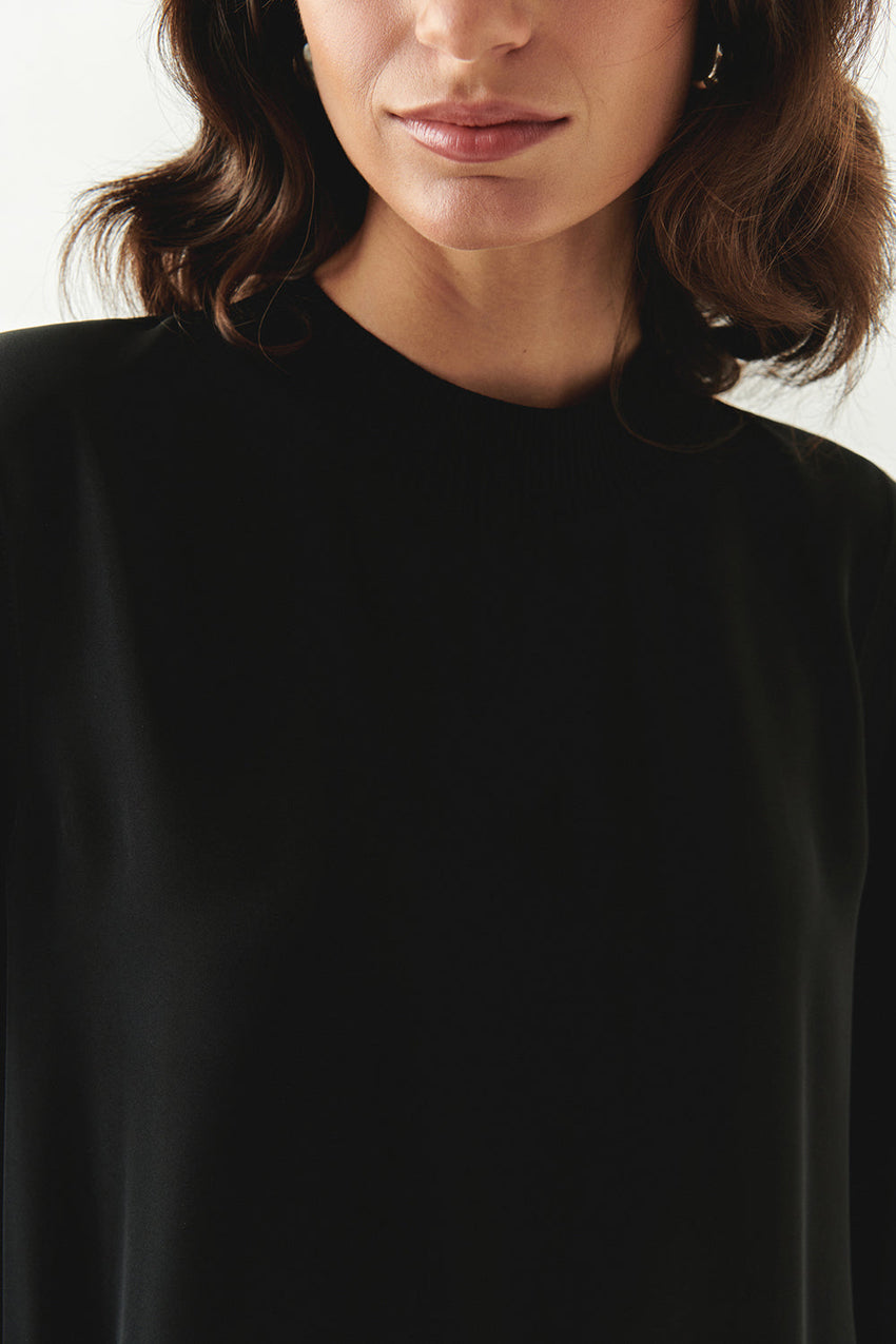 Joelle Black Long Sleeve High Neck Blouse