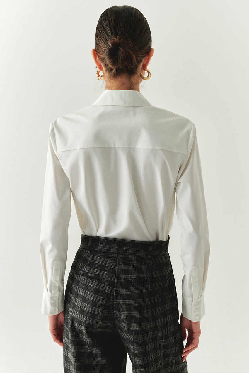 Zoya Ecru Embellished Shirt with Shirt Collar
