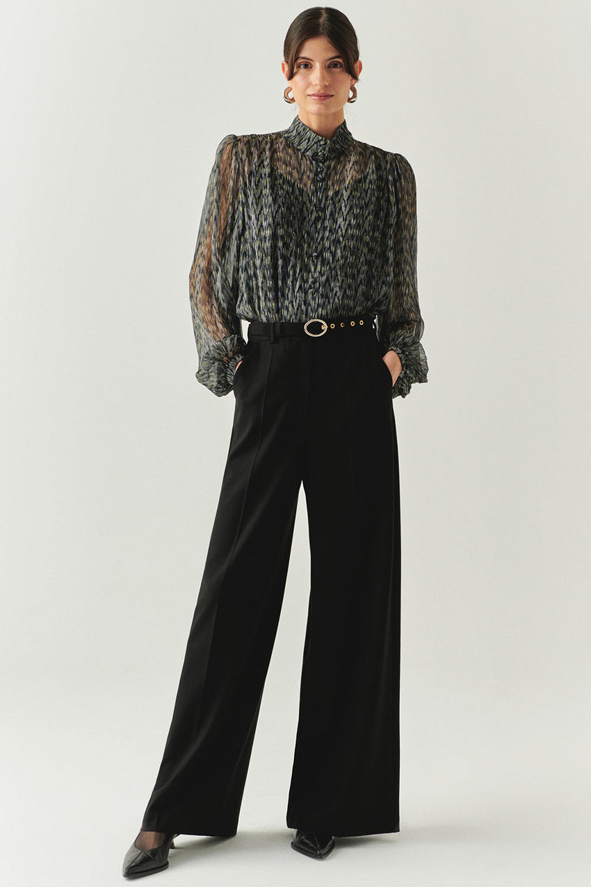 Nala Black Wide-Leg Pocketed Pants