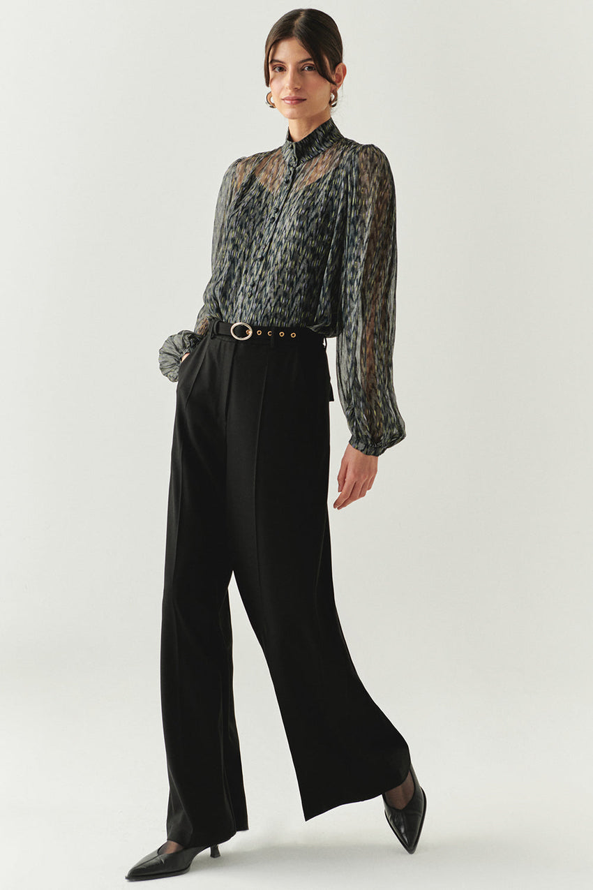 Nala Black Wide-Leg Pocketed Pants