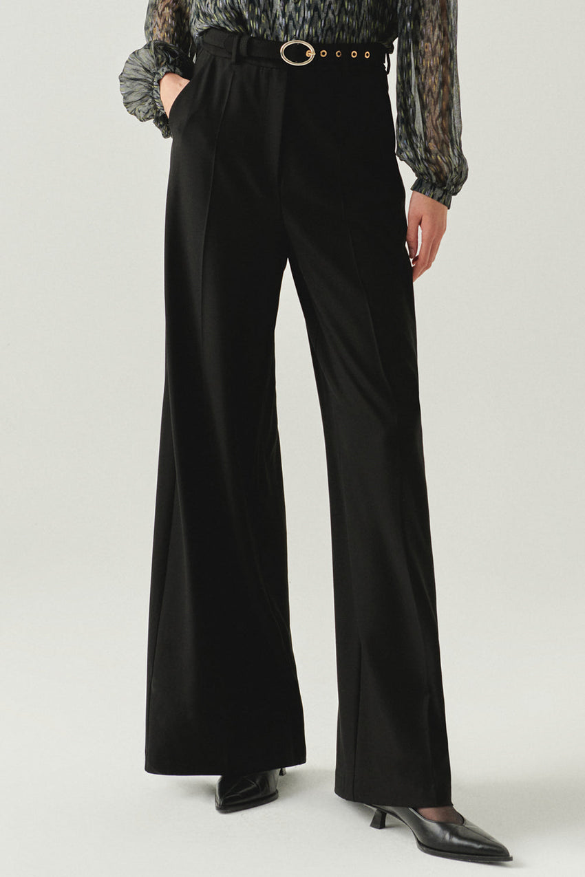 Nala Black Wide-Leg Pocketed Pants