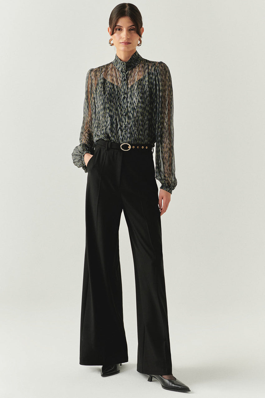 Nala Black Wide-Leg Pocketed Pants