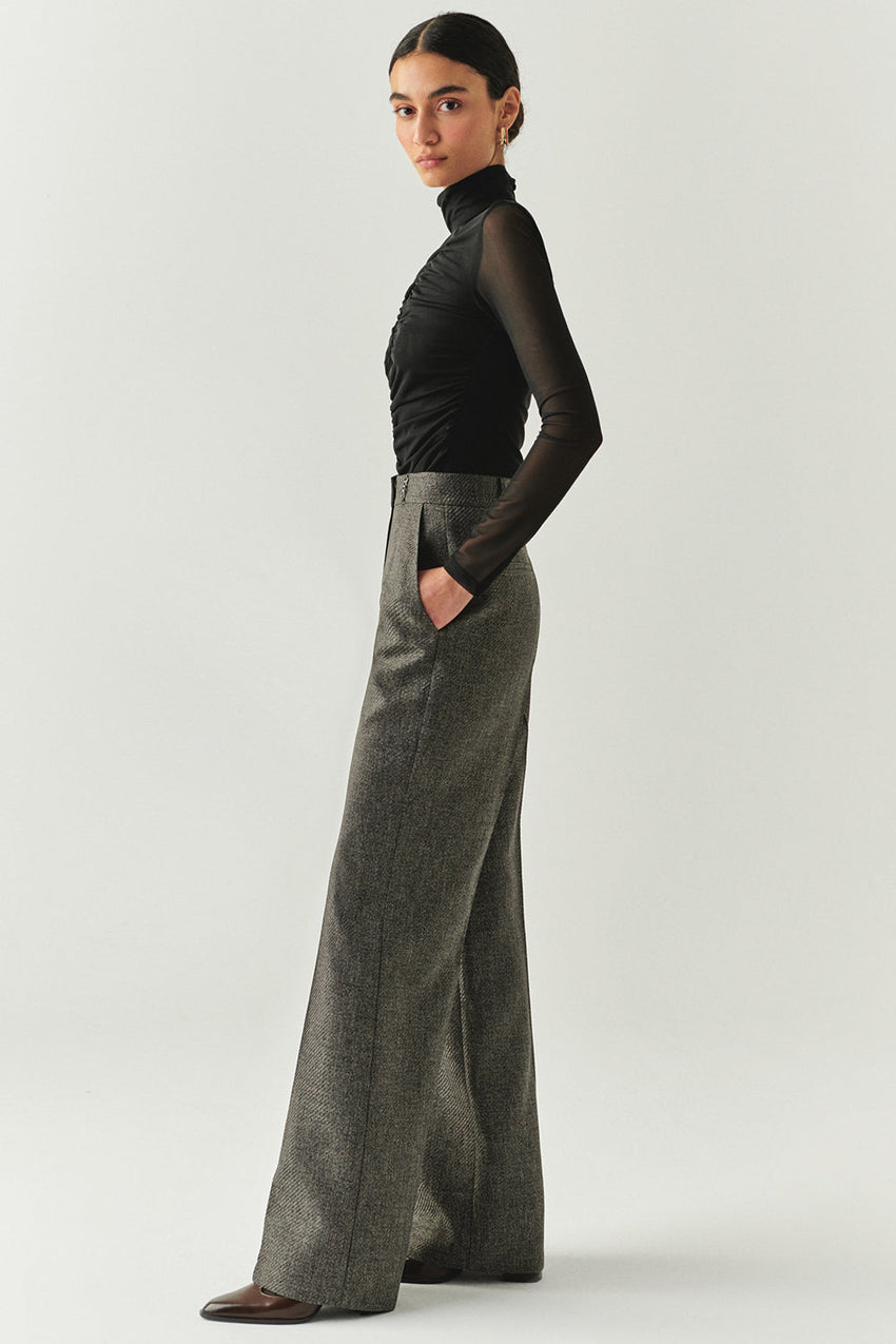 Natasha Grey Wide-Leg Pocketed Pants