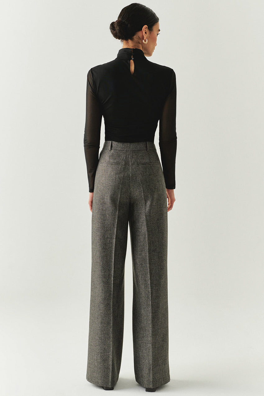 Natasha Grey Wide-Leg Pocketed Pants
