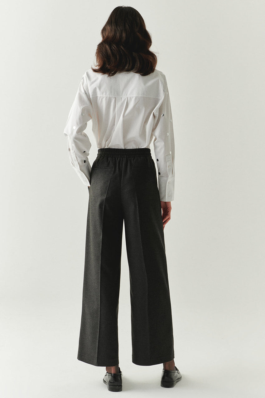 Livia Grey Drawstring Wide-Leg Pocketed Pants