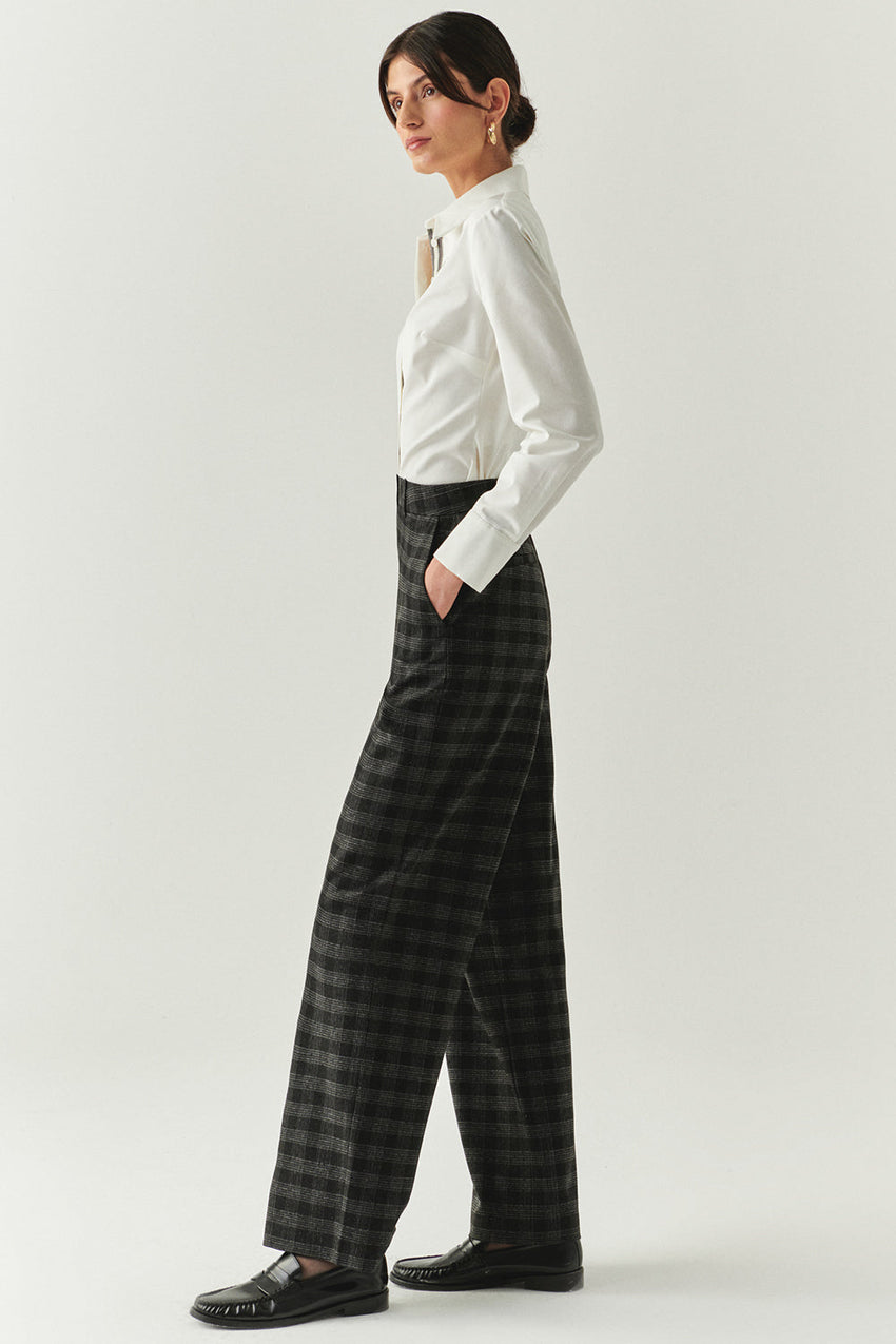 Emiliana Anthracite Check Pocketed Pants