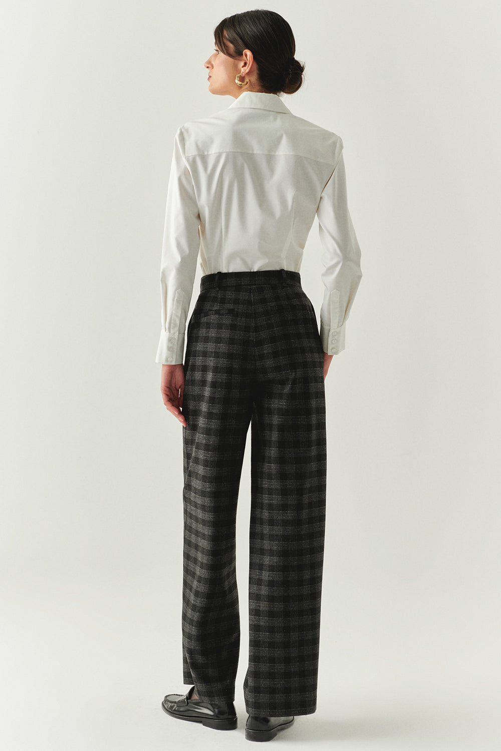 Emiliana Anthracite Check Pocketed Pants