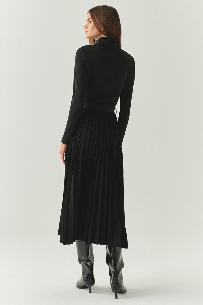 Florence Black Pleated Maxi Skirt
