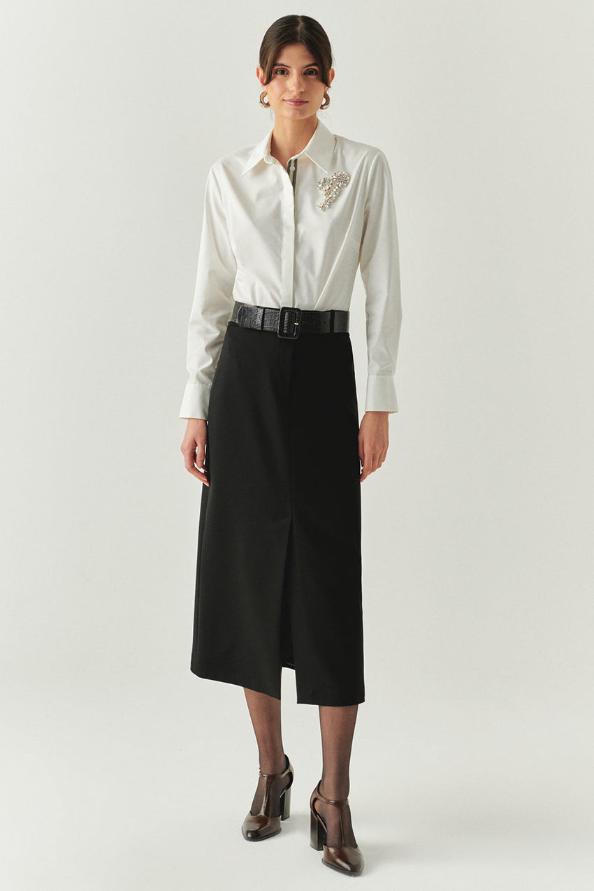 Arlette Belted Pocketed Skirt