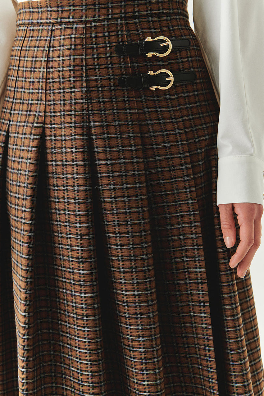 Zayla Checked Midi Skirt