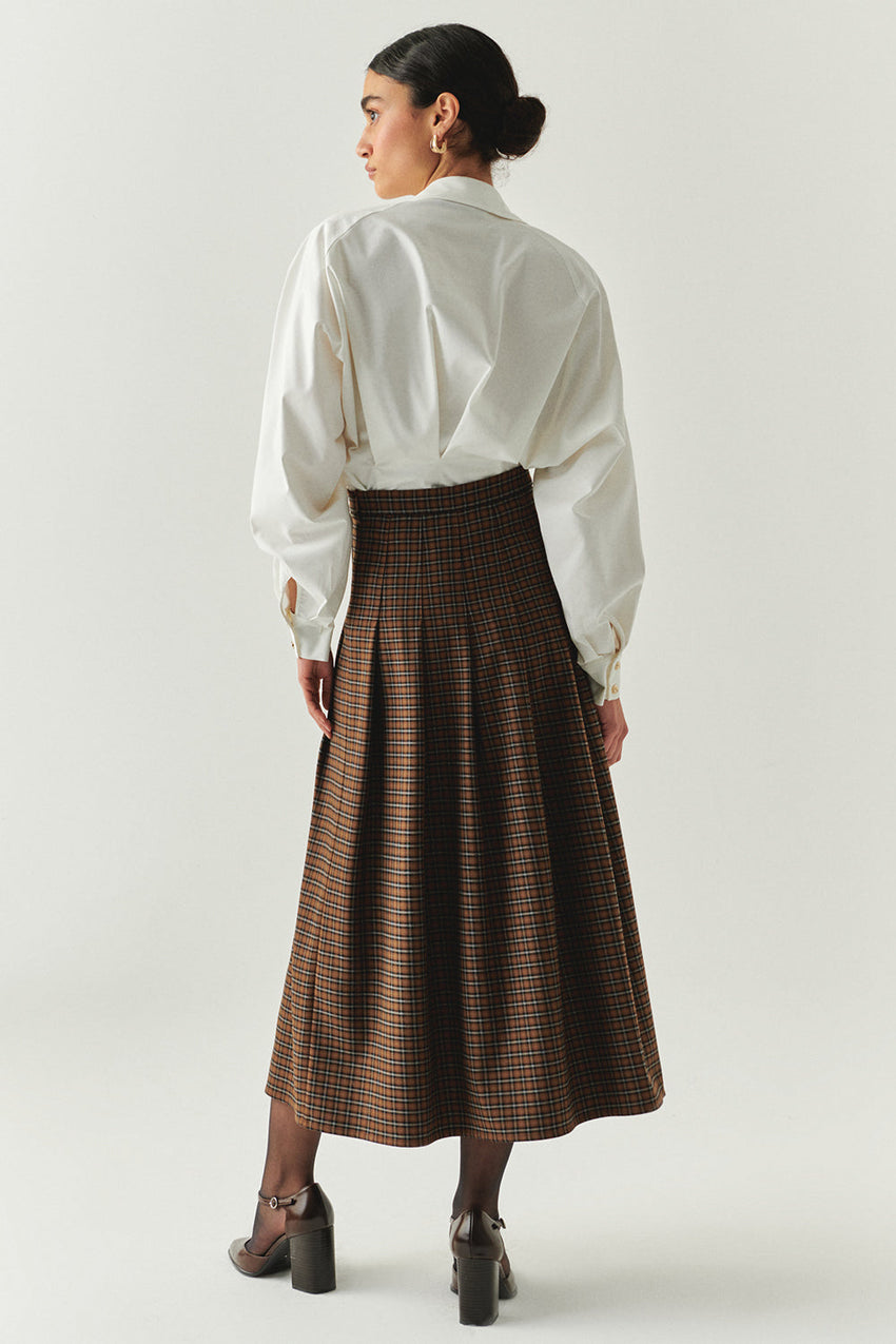 Zayla Checked Midi Skirt