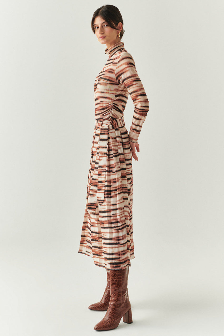 Elina Mesh Abstract Print Midi Skirt