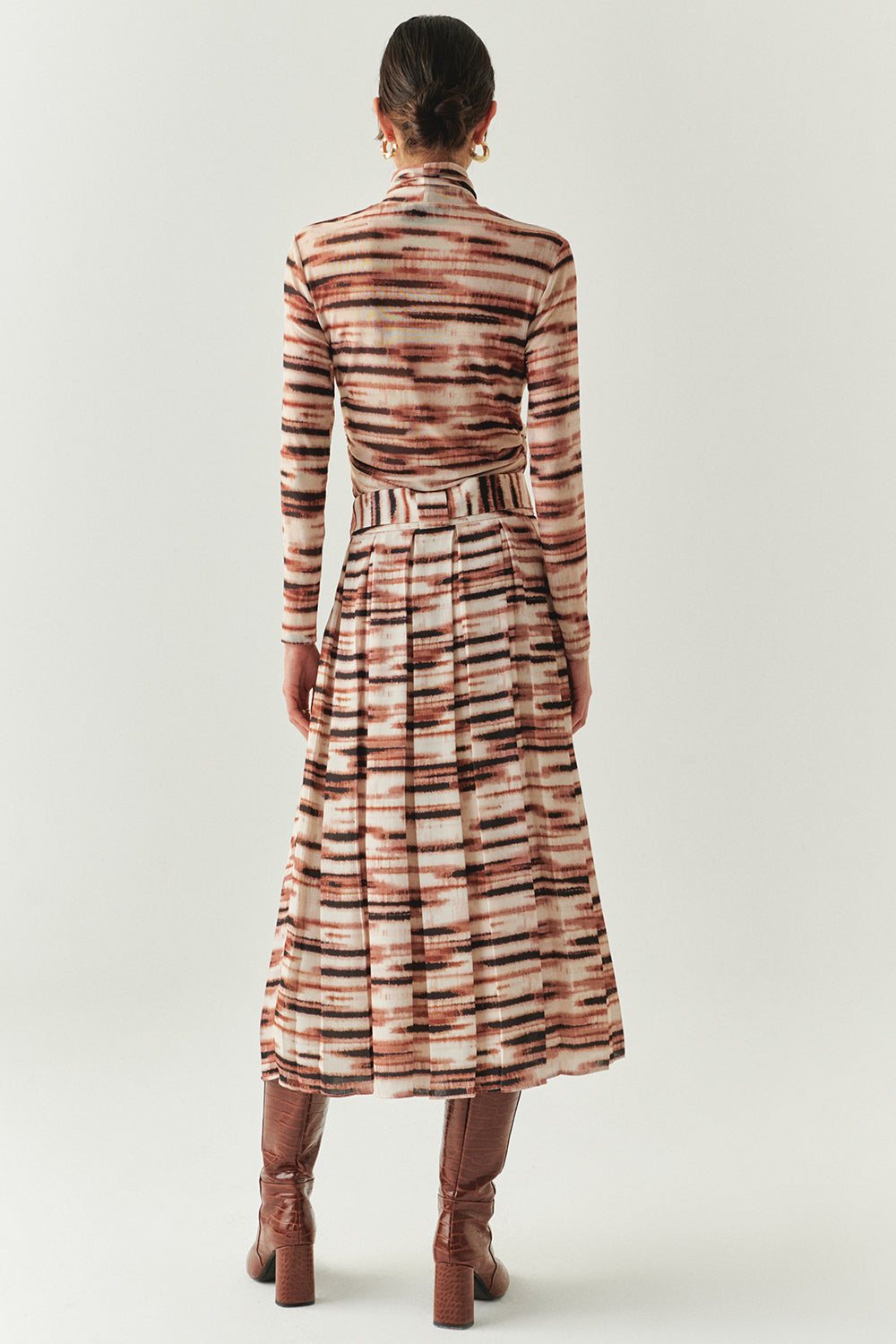 Elina Mesh Abstract Print Midi Skirt
