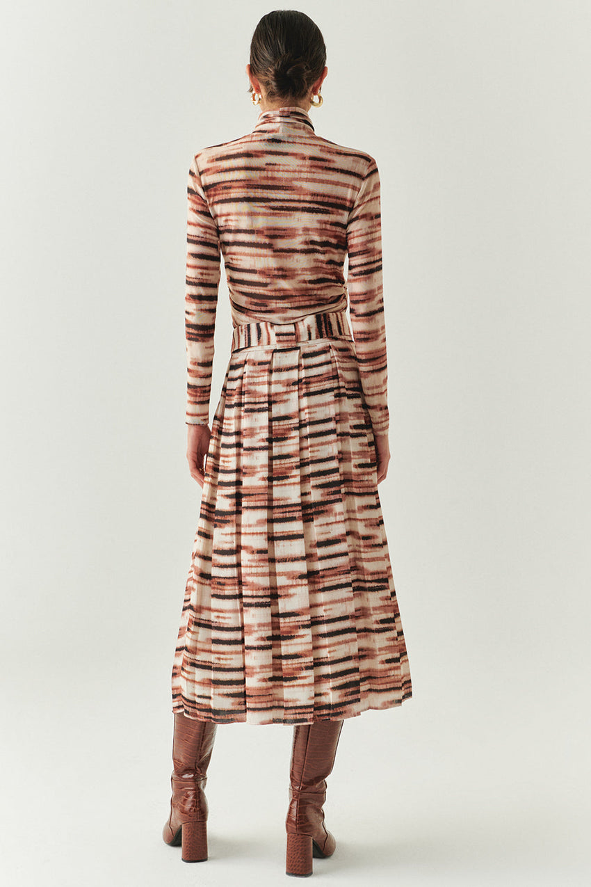 Elina Mesh Abstract Print Midi Skirt