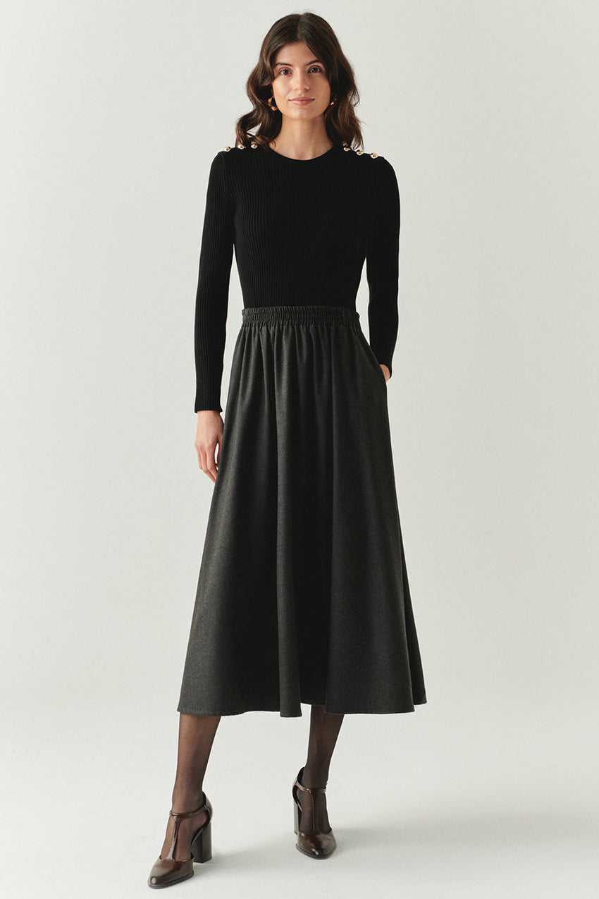 Lauryn Grey Midi Skirt