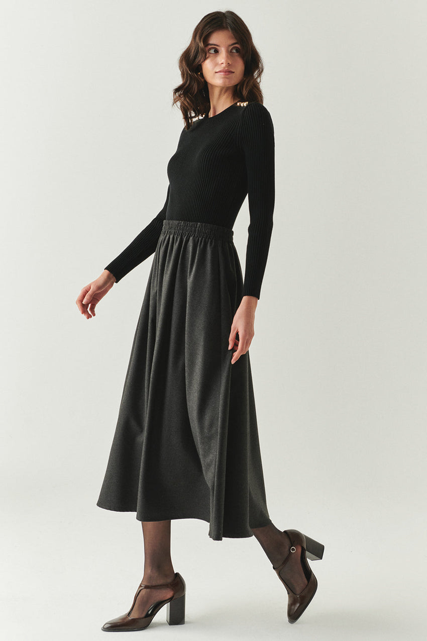 Lauryn Grey Midi Skirt