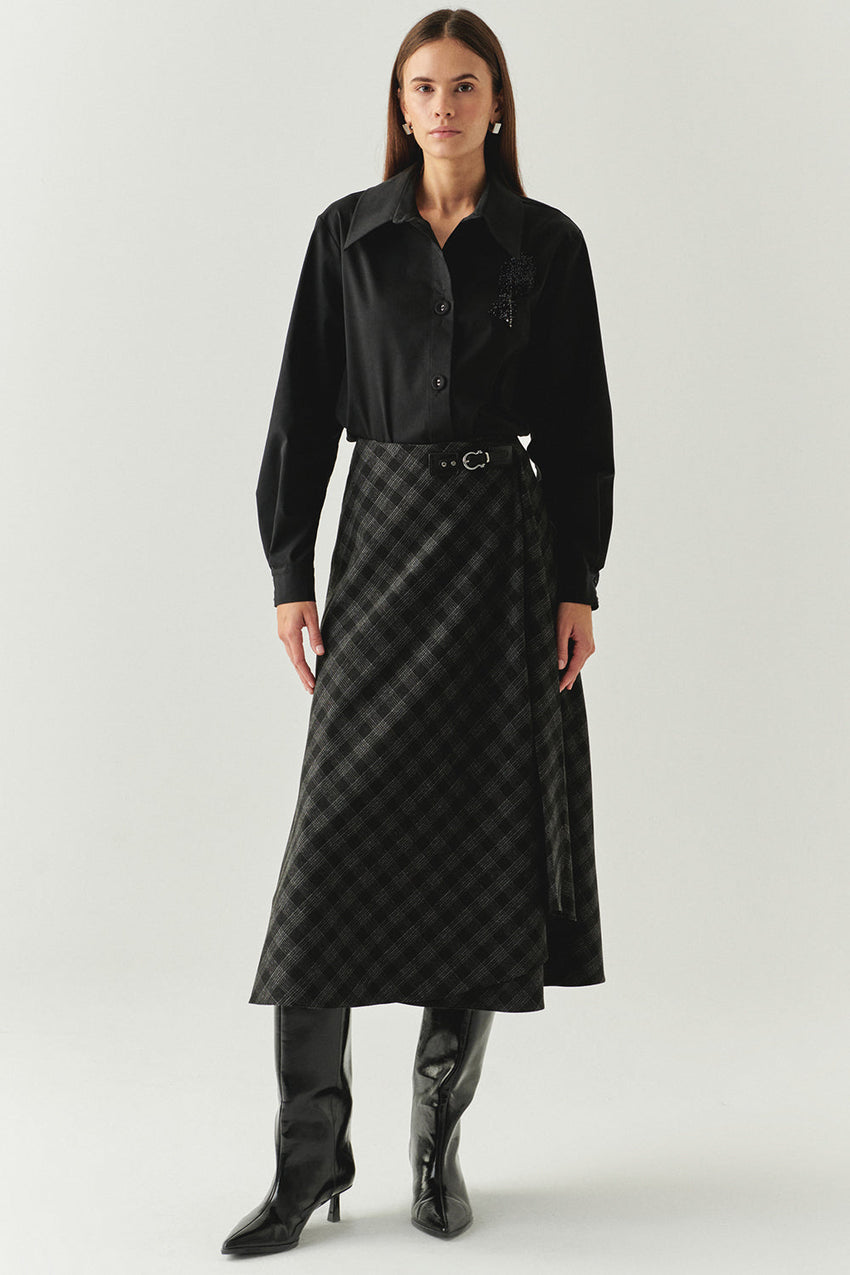 Scarlette Anthracite A-Line Skirt with Pockets