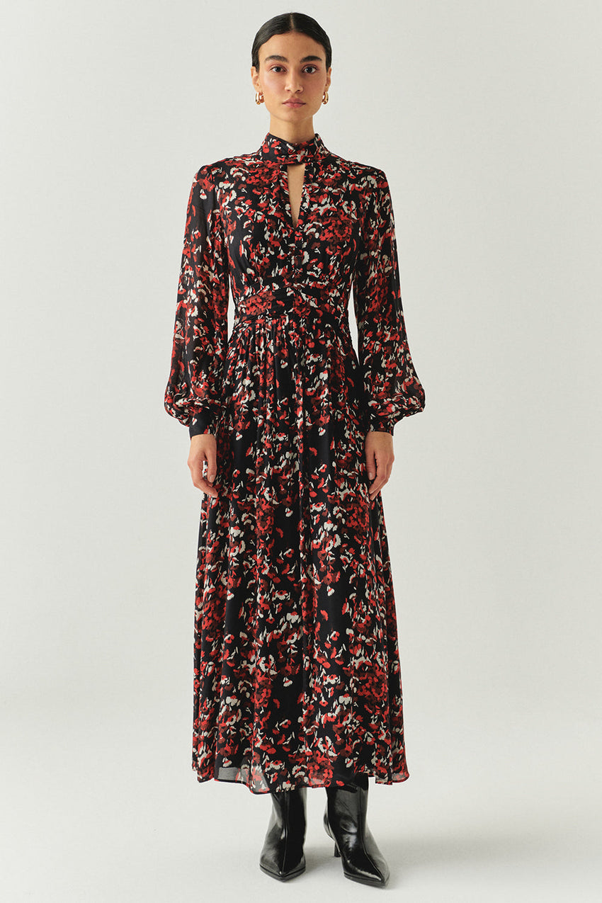 Erin Printed High Neck Maxi Dress