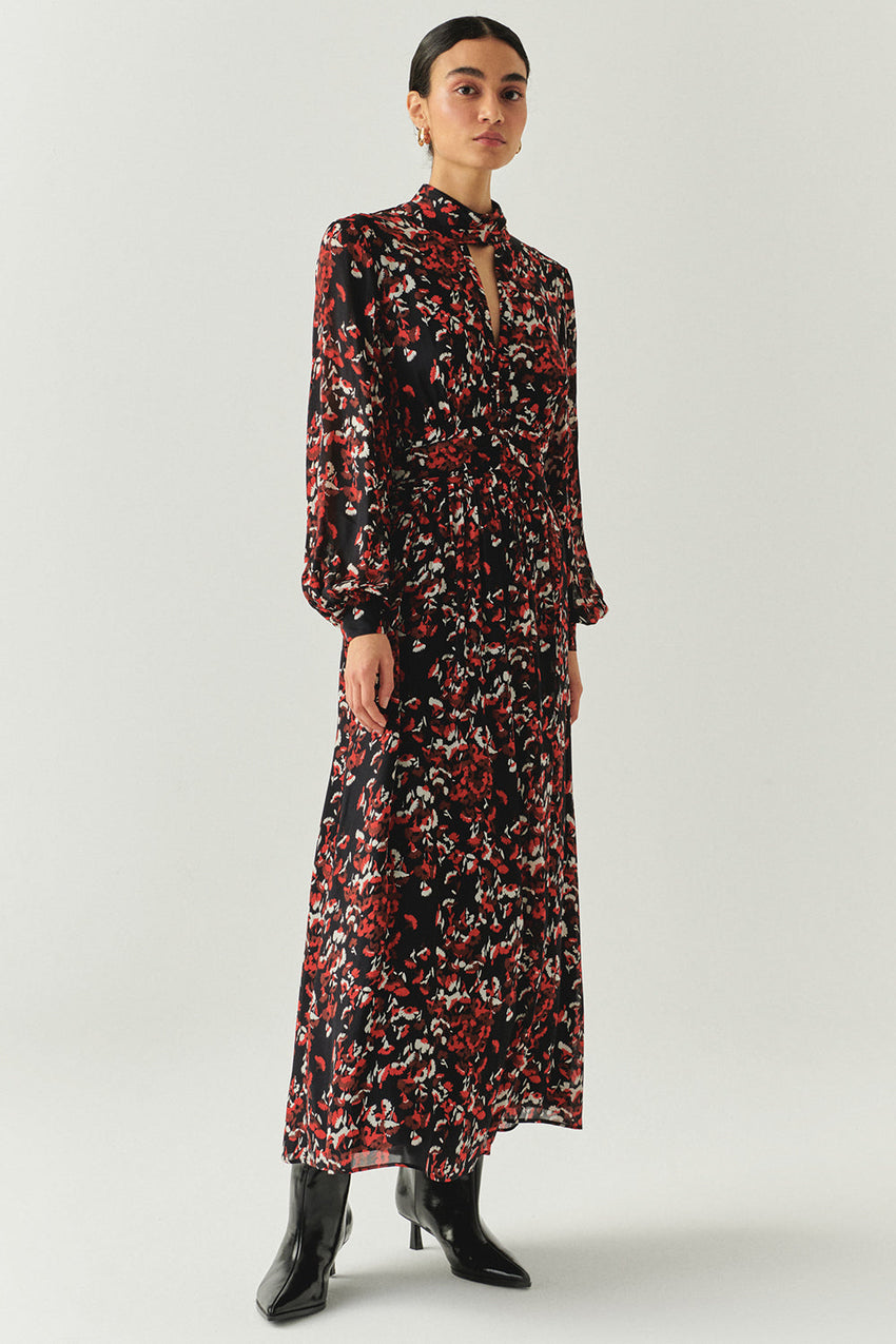 Erin Printed High Neck Maxi Dress