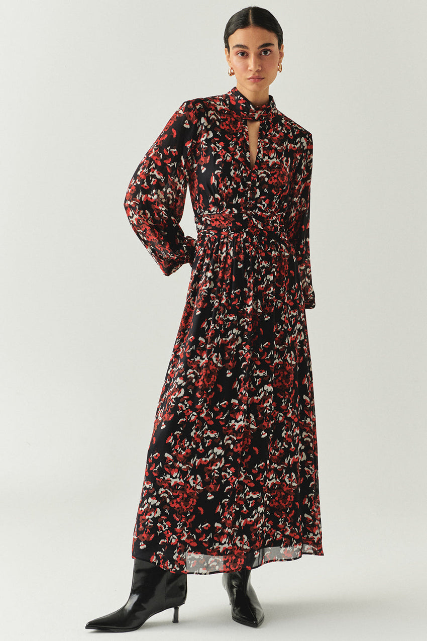 Erin Printed High Neck Maxi Dress