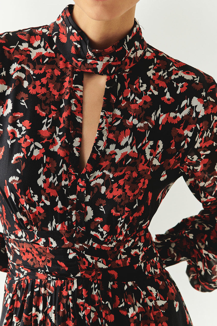 Erin Printed High Neck Maxi Dress