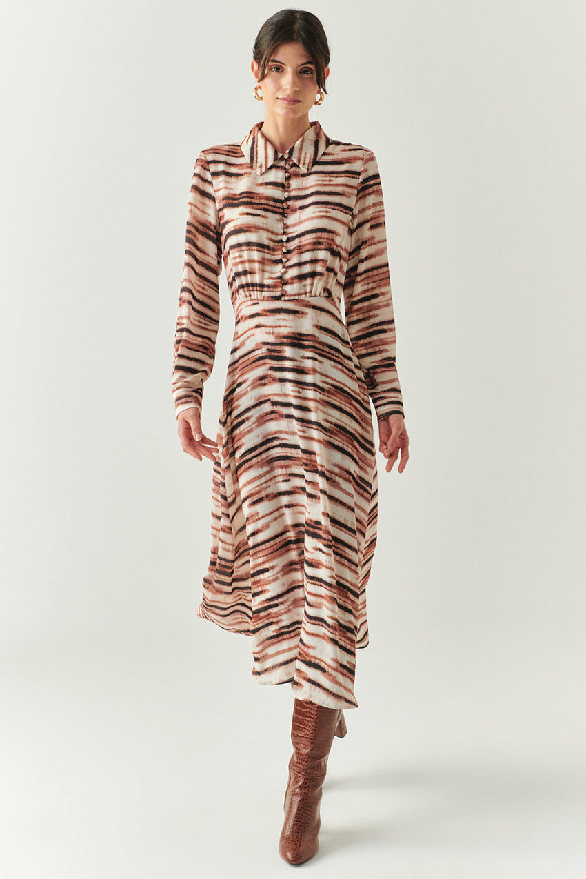 Fallon Printed Chiffon Shirt Dress
