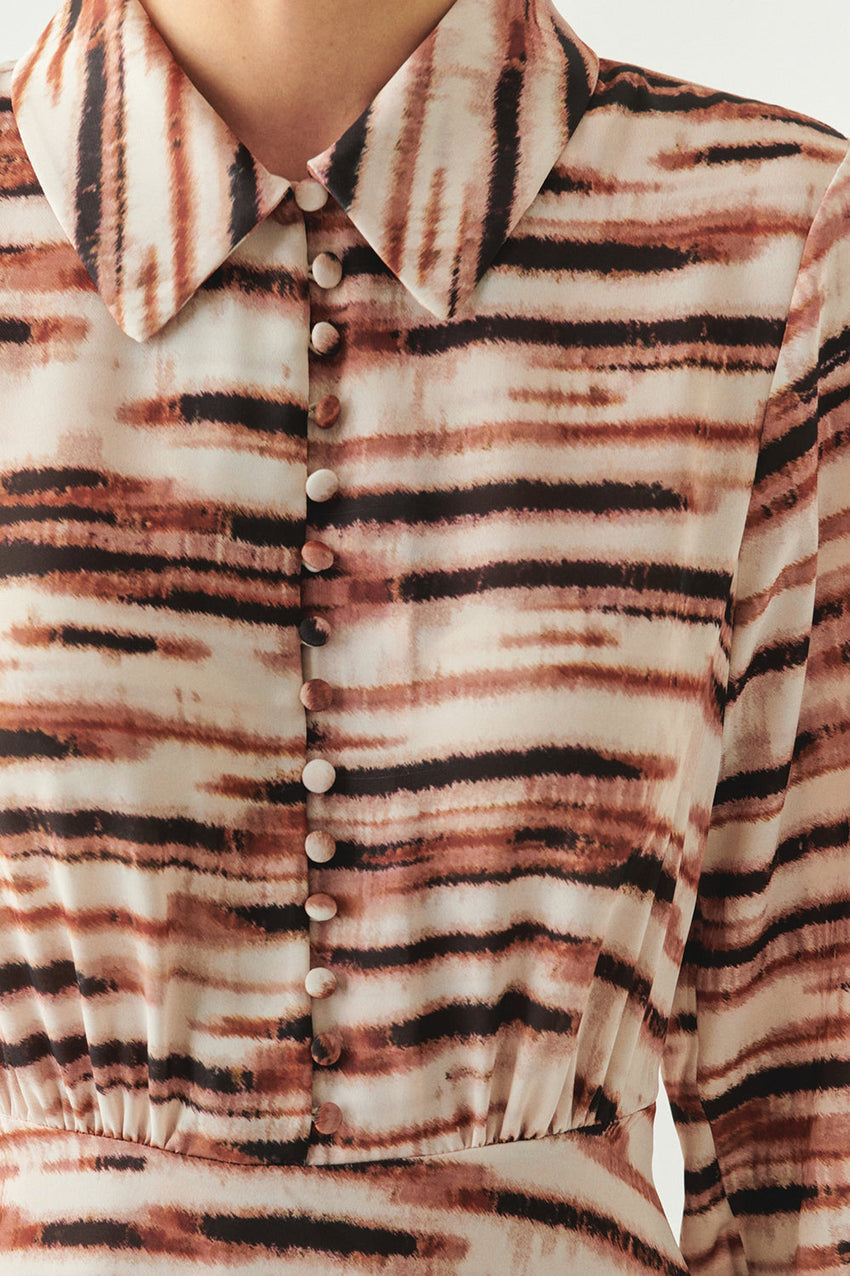 Fallon Printed Chiffon Shirt Dress