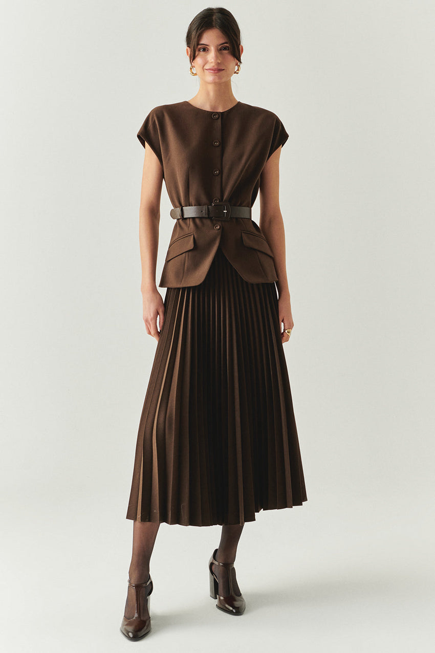 Jolie Sleeveless Pleated Dress