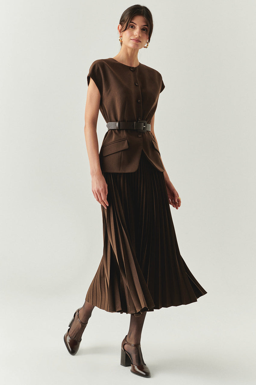 Jolie Sleeveless Pleated Dress