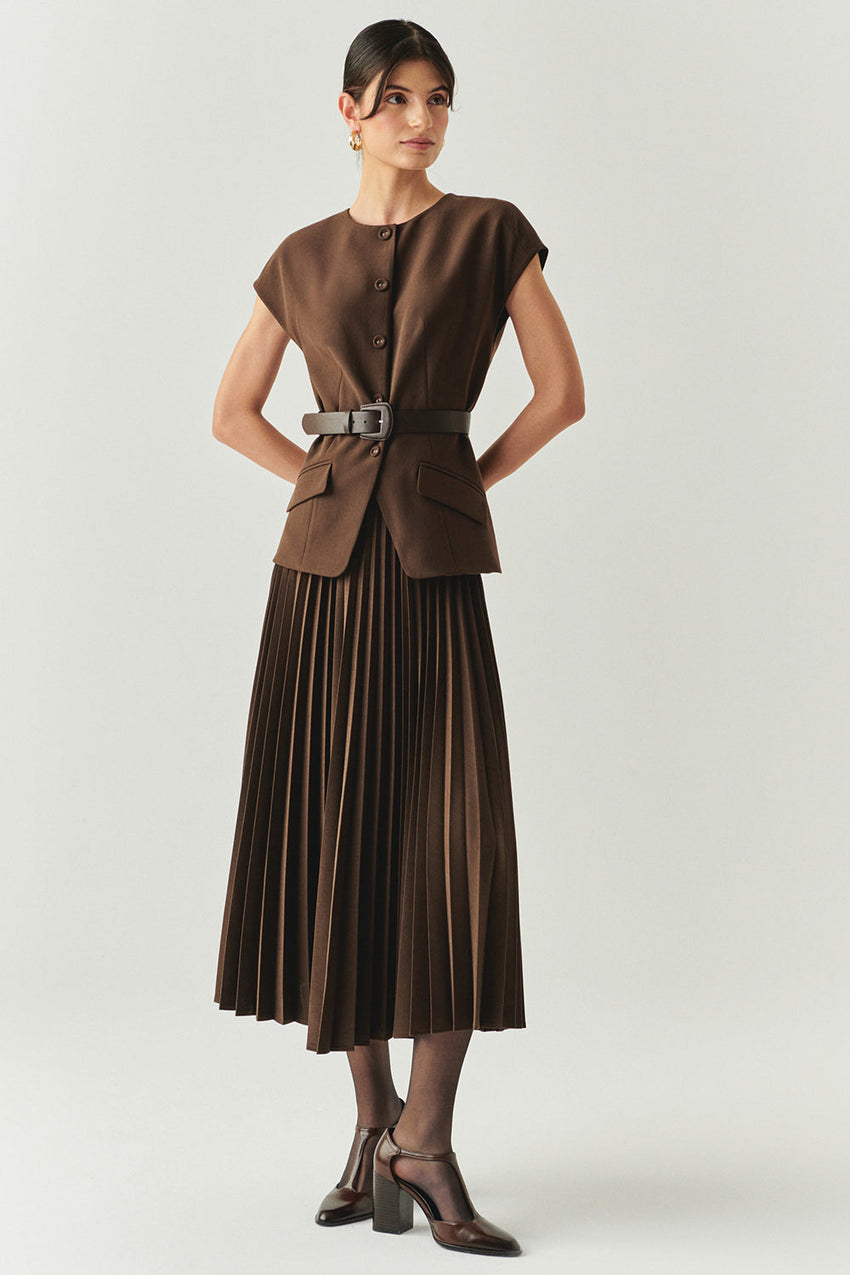 Jolie Sleeveless Pleated Dress
