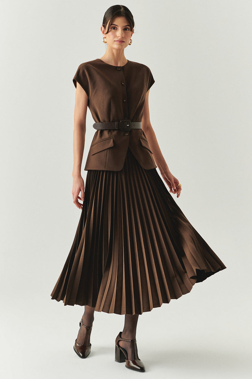 Jolie Sleeveless Pleated Dress