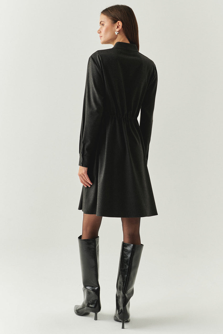 Denver Grey Long Sleeve High Neck Dress with Pockets