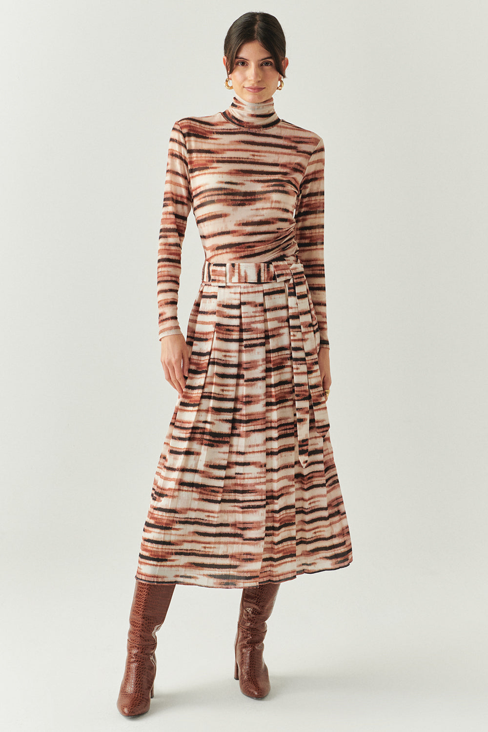 Cheyenne Multicolor Long Sleeve Mesh Turtleneck