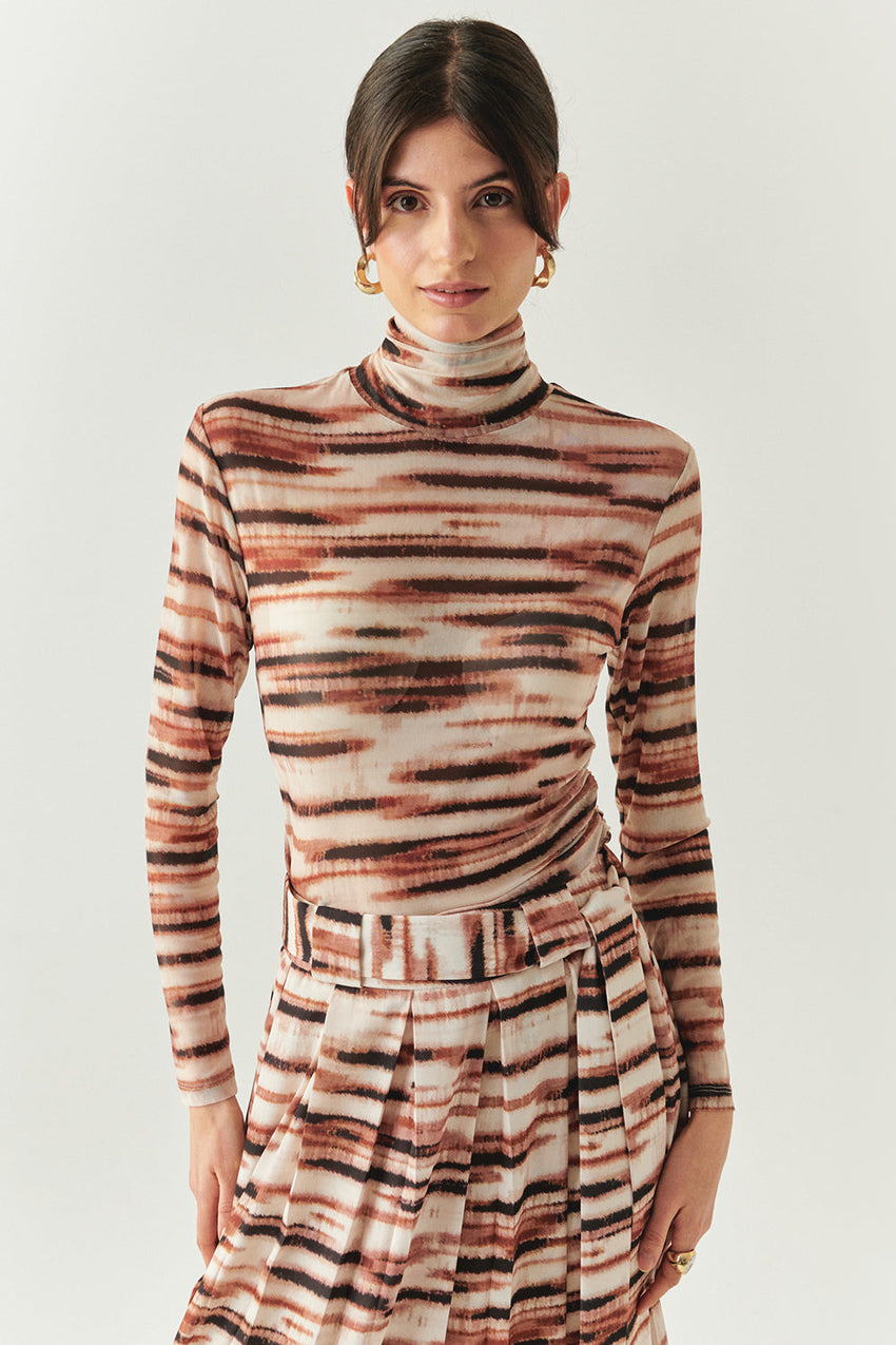 Cheyenne Multicolor Long Sleeve Mesh Turtleneck
