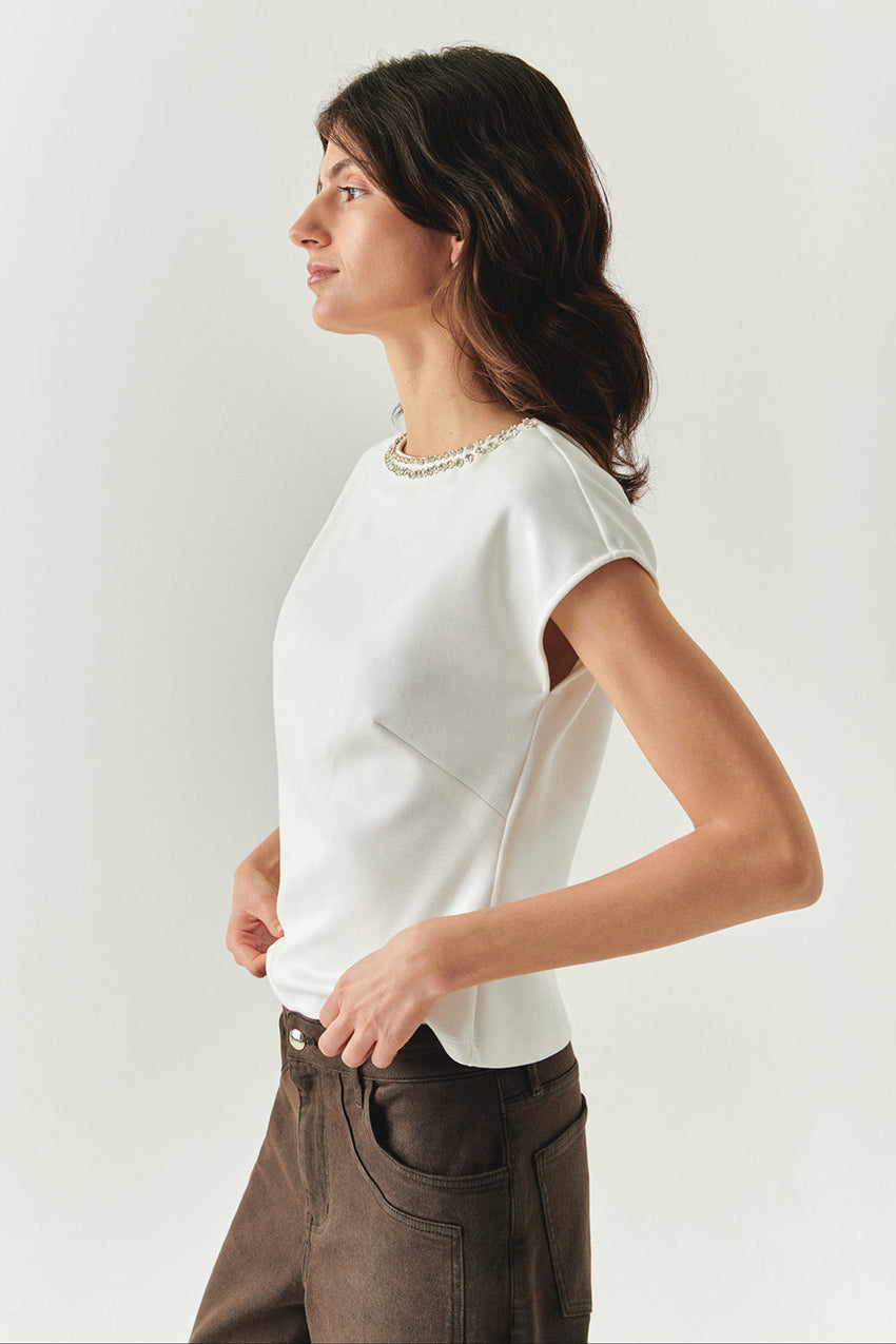 Scout Dropped Shoulder Boat Neck Knit Blouse