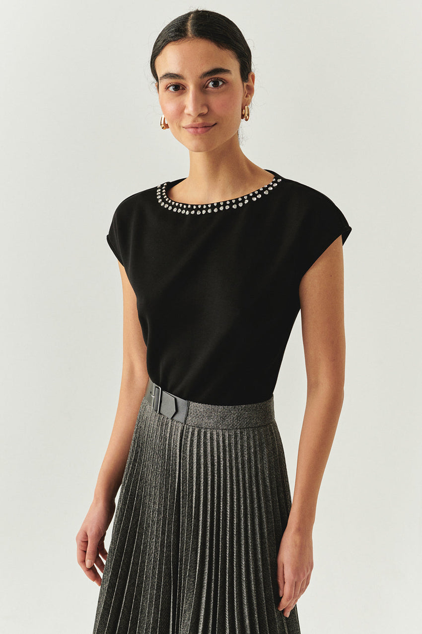 Scout Dropped Shoulder Boat Neck Knit Blouse