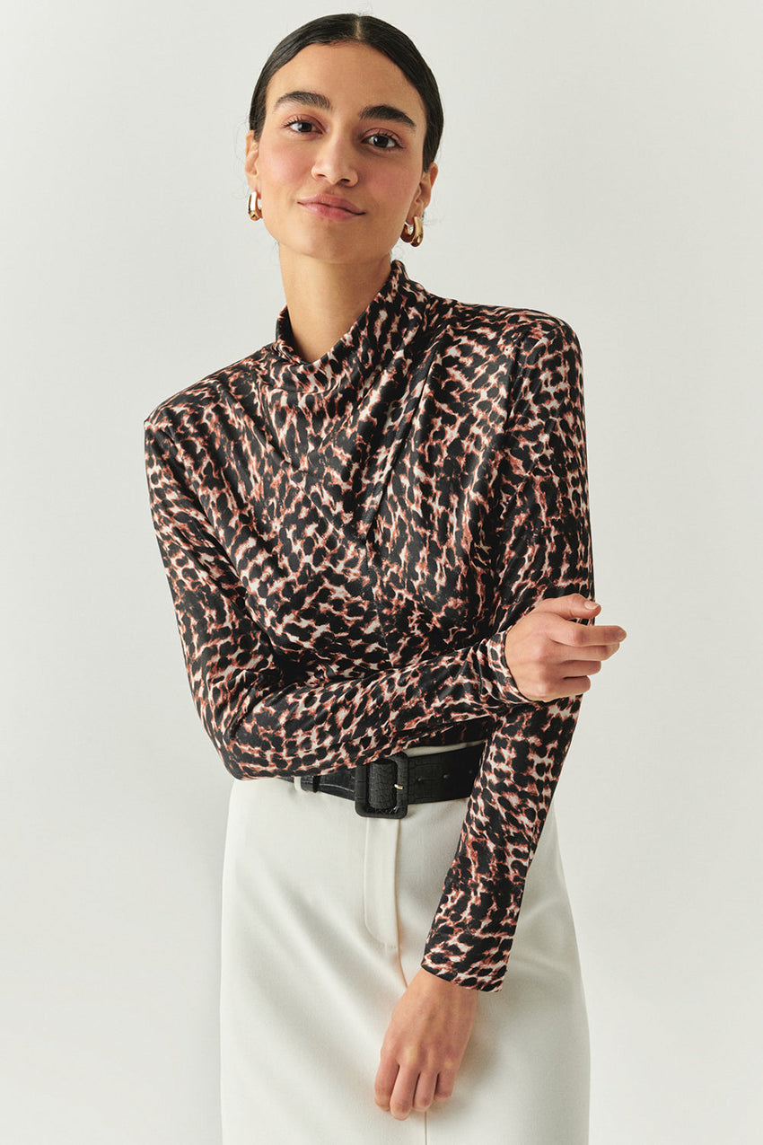 Ensley Printed Turtleneck Blouse