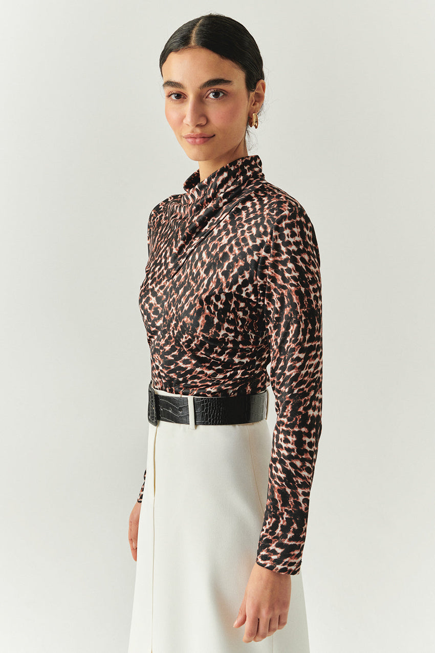 Ensley Printed Turtleneck Blouse