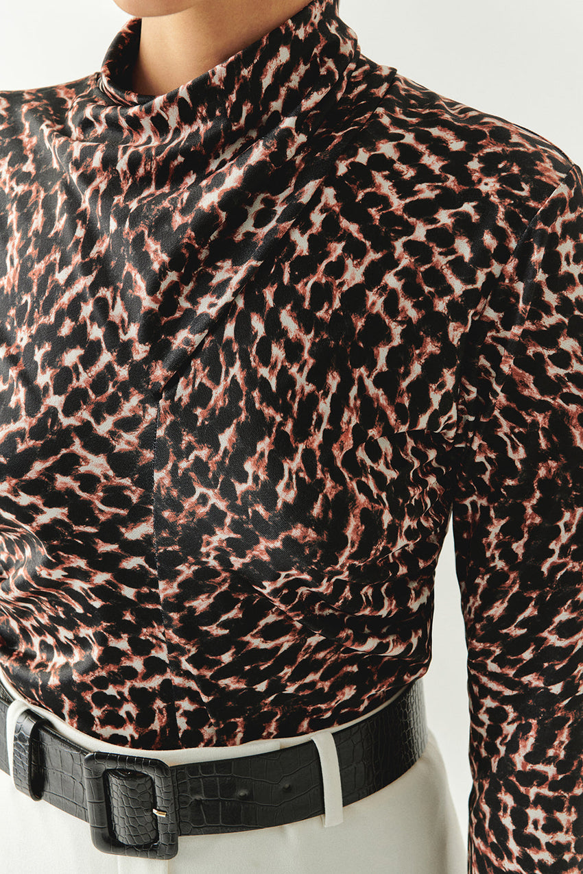 Ensley Printed Turtleneck Blouse